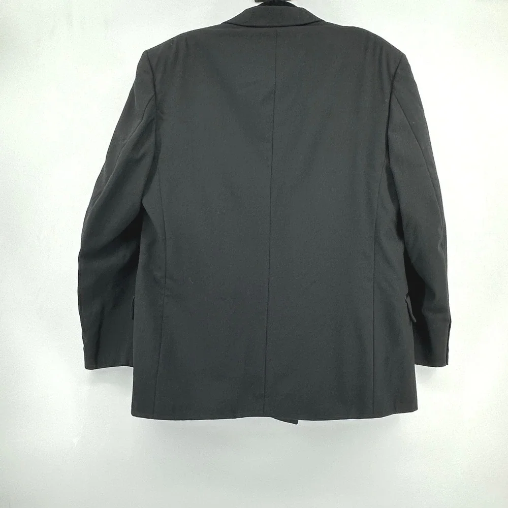Tuxedo Jacket Mens 44R Black Double Breasted Peak Lapel Made in USA